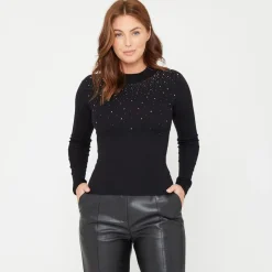Be You You Embellish Slim Fit Sweater in Black