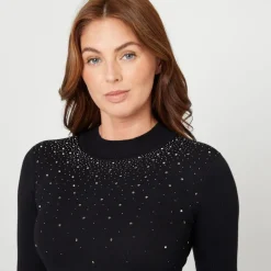 Be You You Embellish Slim Fit Sweater in Black