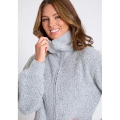 Be You Zip Neck Long Sleeve Sweater in Grey