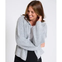 Be You Zip Neck Long Sleeve Sweater in Grey