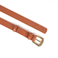Biba Embossed Leather Belt in Brown