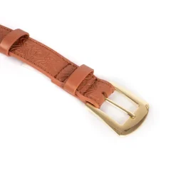 Biba Embossed Leather Belt in Brown