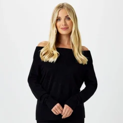 Biba Knitted Bardot Jumper in Black