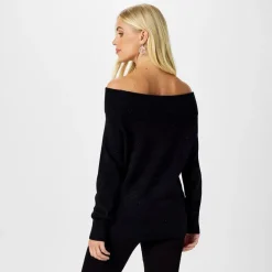 Biba Knitted Bardot Jumper in Black