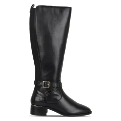 Biba Leather Croc Knee High Boot in Black