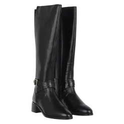 Biba Leather Croc Knee High Boot in Black