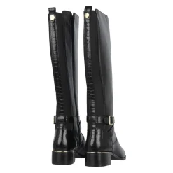 Biba Leather Croc Knee High Boot in Black