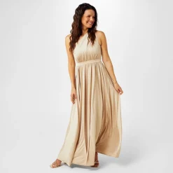 Biba One Shoulder Maxi Dress in Neutral
