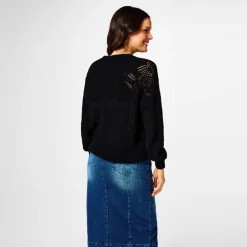 Biba Pointelle Knitted Jumper in Black