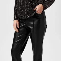 Biba Pu Straight Leg Trouser in Black