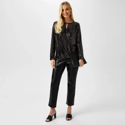 Biba Pu Straight Leg Trouser in Black