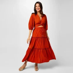 Biba Romantic Skirt in Orange