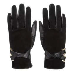 Biba Suede Leather Mix Gloves in Black