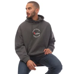 Blood Brother Badged Basket Hoodie in Grey