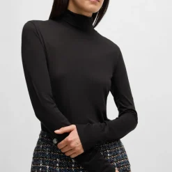 Boss C_Emerie Slim-Fit Rollneck Top in Black