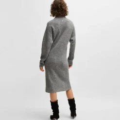 Boss C_Fagdassy Long Sleeve Relaxed-Fit Dress in Silver