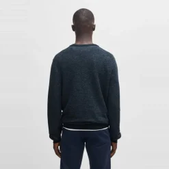 Boss Crew Neck Long Sleeve Regular Fit Sweater in Blue