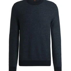 Boss Crew Neck Long Sleeve Regular Fit Sweater in Blue