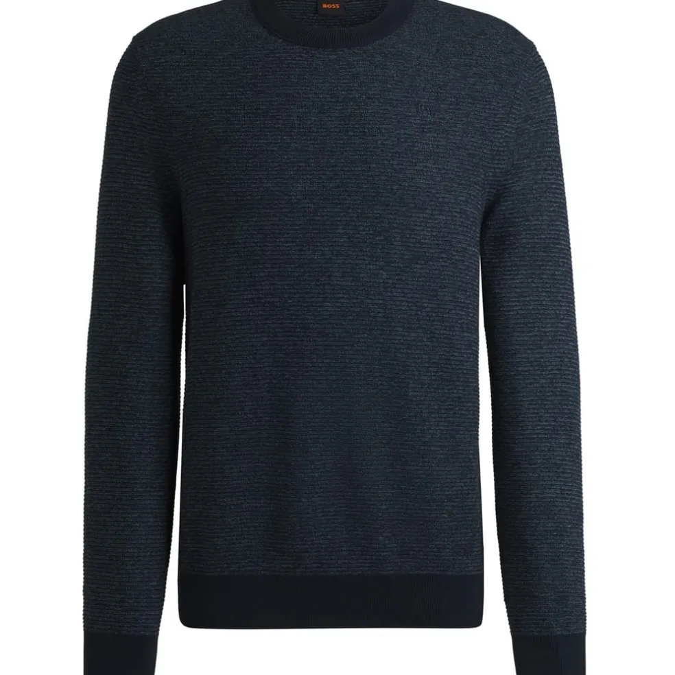 Boss Crew Neck Long Sleeve Regular Fit Sweater in Blue
