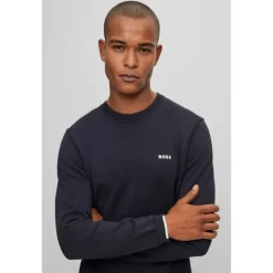 Boss Crew Neck Regular Fit Sweater in Blue