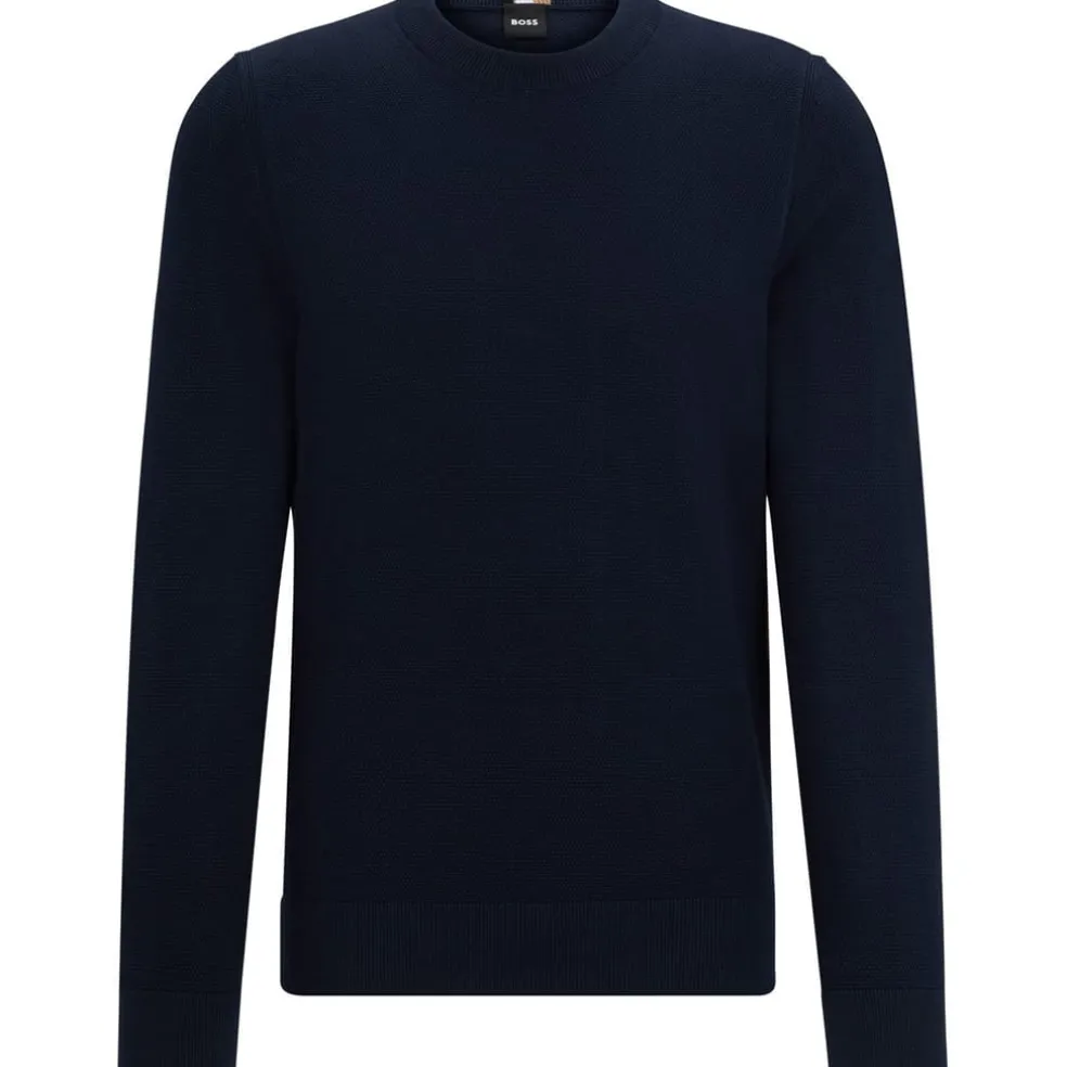 Boss Crew Neck Regular Fit Long Sleeve Sweater in Blue