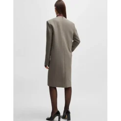 Boss Davee V-Front Pinstripe Dress in Grey