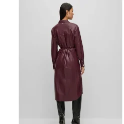 Boss Dibanora10 Belted Shirt Dress in Red