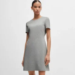 Boss Donalara Short Sleeve Dress in Light Grey