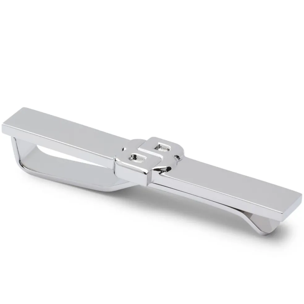 Boss Double B Monogram Brass Tie Clip in Silver