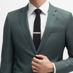 Boss Double B Monogram Brass Tie Clip in Silver