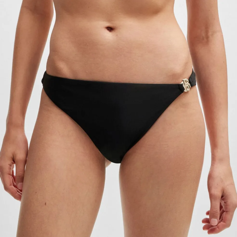 Boss Double B Monogram Fully Lined Bikini Bottoms in Black