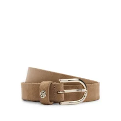 Boss Double B Monogram Suede Belt in Beige