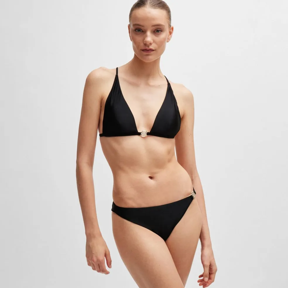 Boss Double B Monogram Triangle Bikini Top in Black