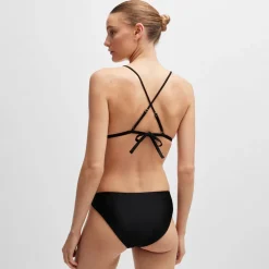 Boss Double B Monogram Triangle Bikini Top in Black