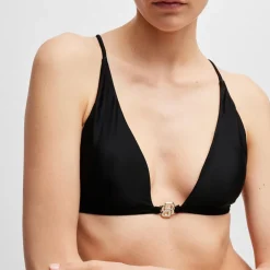 Boss Double B Monogram Triangle Bikini Top in Black