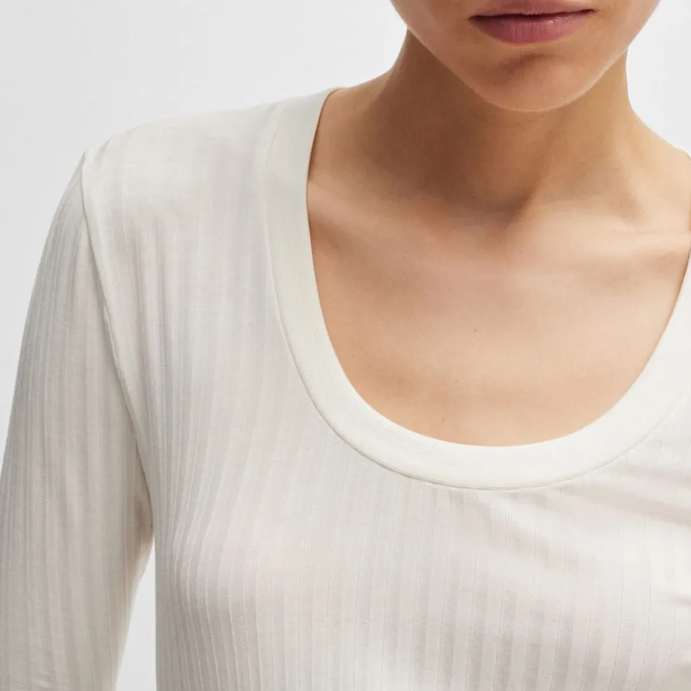 Boss Effilie Scoop-Neck Top in White