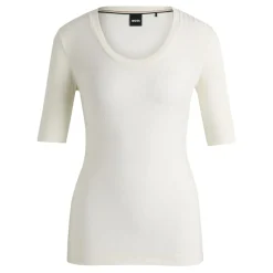 Boss Effilie Scoop-Neck Top in White