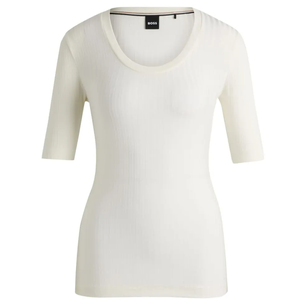 Boss Effilie Scoop-Neck Top in White