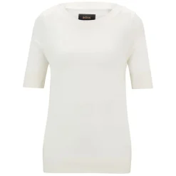 Boss Eleanza Short Sleeve Silk Top in White