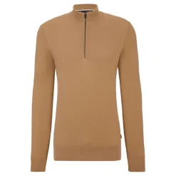 Boss Embrando-P Quarter-Zip Sweater in Beige