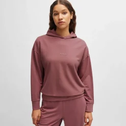 Boss Embroidered Logo French Terry Hoodie in Red