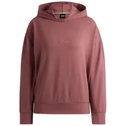 Boss Embroidered Logo French Terry Hoodie in Red