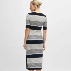 Boss Etanah Structured-Stripe Dress in Tortoiseshell