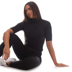 Boss Etikat Mock-Neck T-Shirt in Black