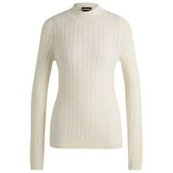 Boss Fatirami Structured Stripes Sweater in White