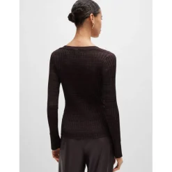 Boss Firama Scoop-Neck Sweater in Brown