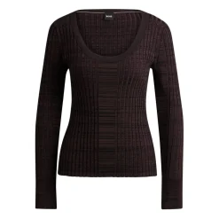Boss Firama Scoop-Neck Sweater in Brown