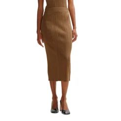Boss Freedah Knitted Pencil Skirt in Brown