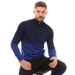 Boss Gesso Half Zip Sweater in Blue