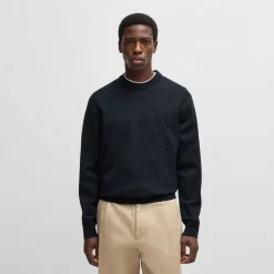 Boss H-Bahelo Double B Monograms Sweatshirt in Dark Blue